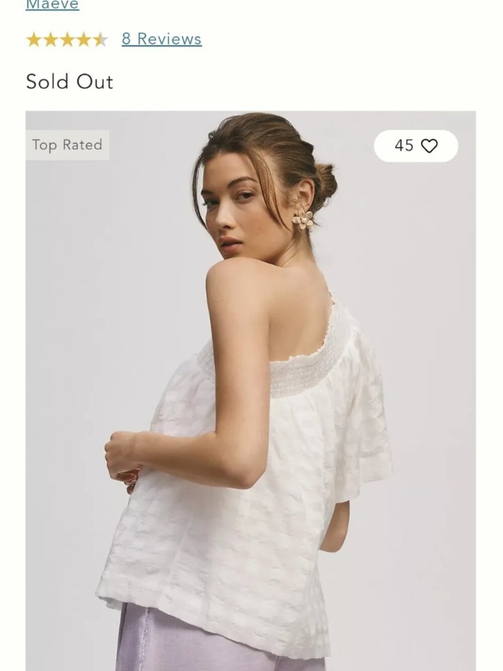 Anthropologie Maeve White One-Shoulder Cotton Blend Ruffle Top Size Large - Picture 2 of 13